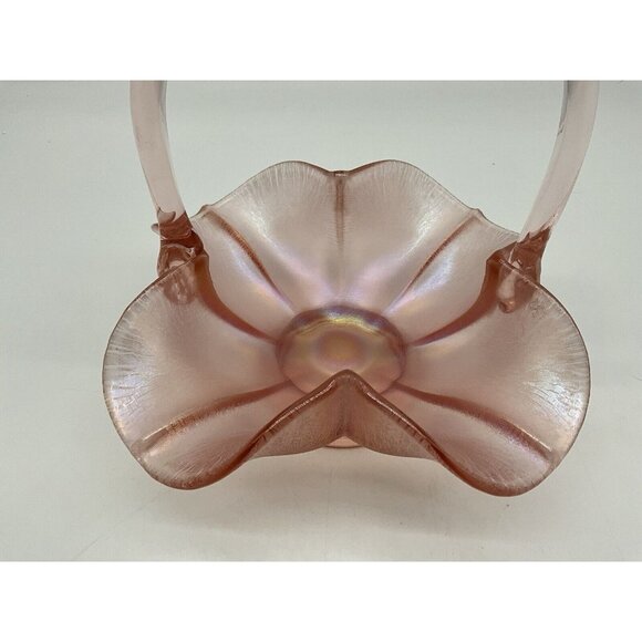 Fenton USA Velva Rose Iridescent Stretch Glass 75th Anniv. Cloverleaf Basket - Picture 7 of 15
